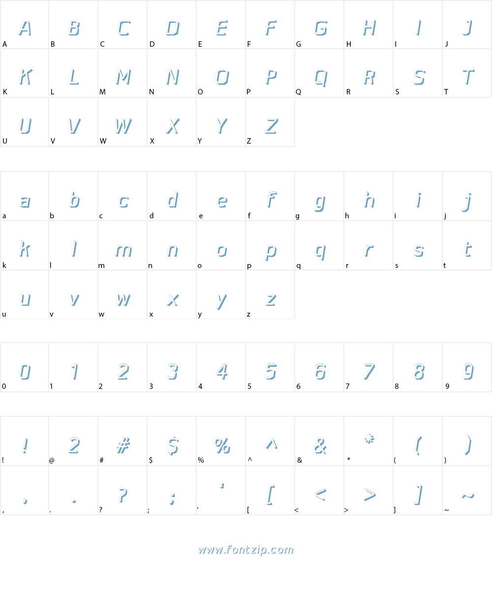 AAA-WatinBold3D-Italic Font Character